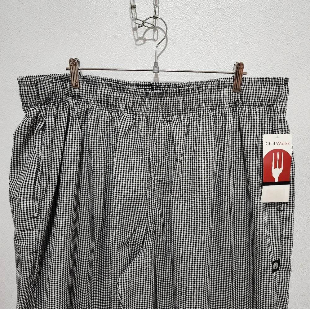 CHEF WORKS Chef Pants Mens Size 4XL Black/White Gingham Check NWT